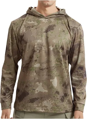 Men's UV Sun Protection Shirt UPF 50  Camo Hoodie Long Sleeve Quick Dry SPF Hiking Fishing Shirts Rash Guard