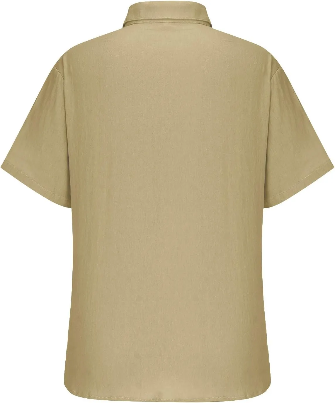 Mens's Cotton Linen Lightweight Lapel Shirts Summer Short Sleeve Solid Button Down Shirt Casual Fashion Tropical Tops