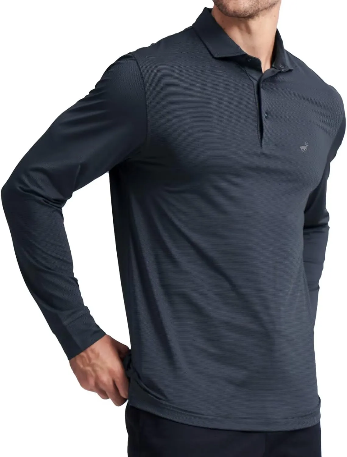 MICHEL ROUEN Golf Shirts for Men Short Sleeve Lightweight Quick Dry Pin Striped Casual Collared Polo Shirts