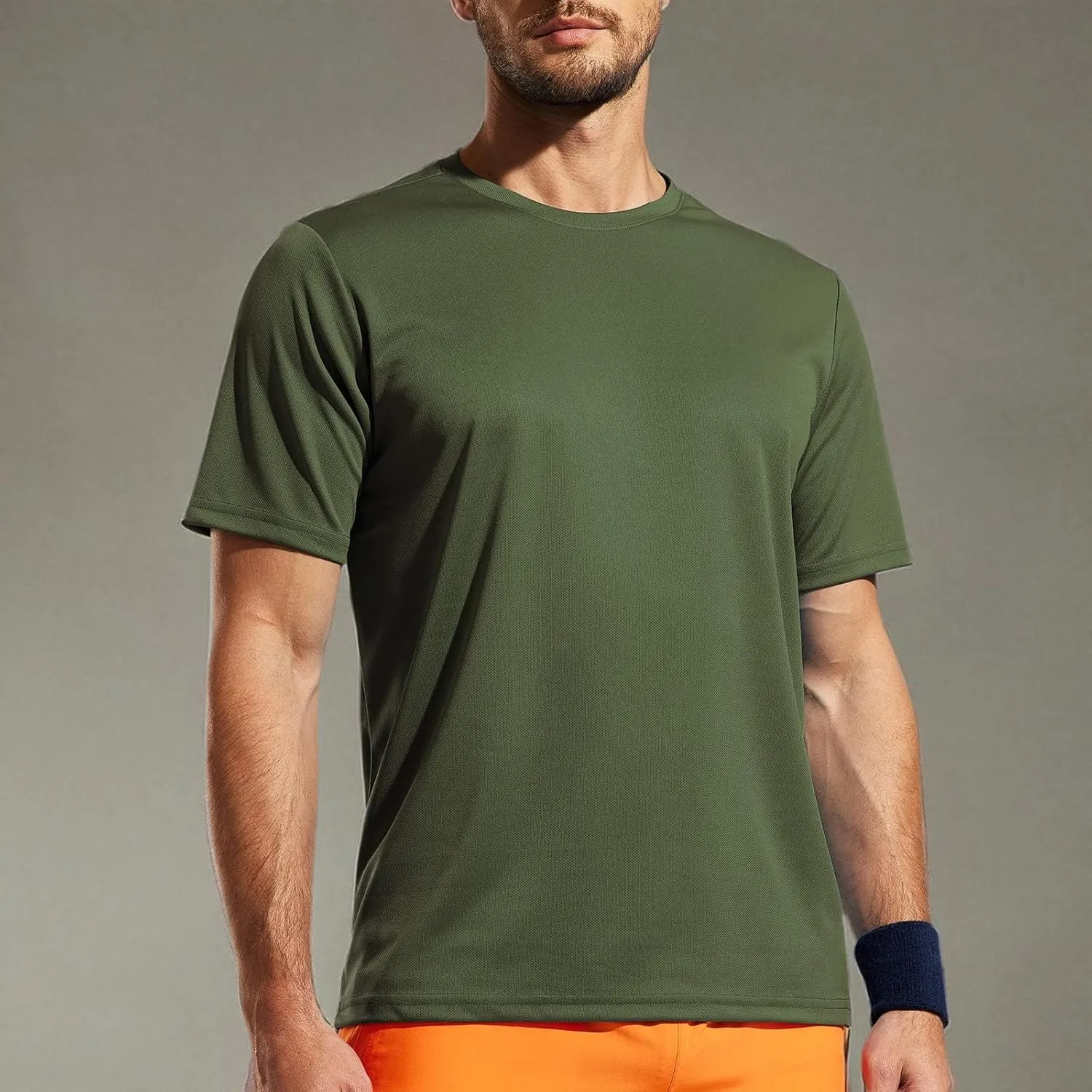MIER Men's Quick Dry Workout Shirts Moisture Wicking Running Athletic Performance T-Shirts Recycled Polyester Top Tee