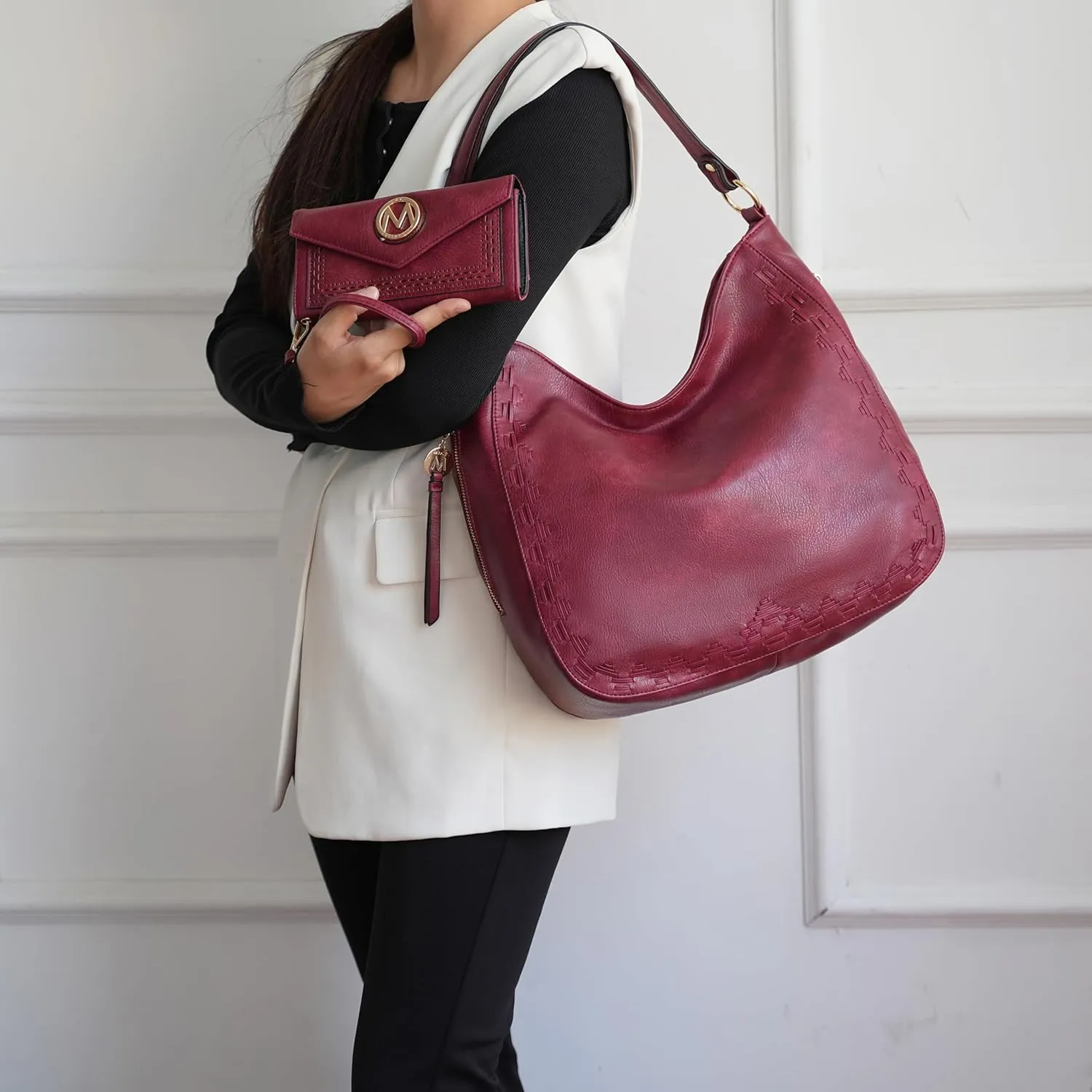 MKF Collection Shoulder Bag for Women, Vegan Leather Top-Handle Crossbody Bag Handbag Purse by Mia K