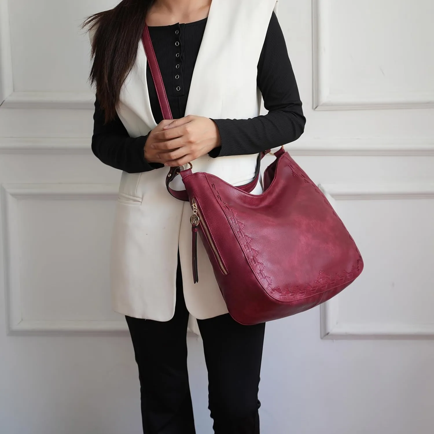 MKF Collection Shoulder Bag for Women, Vegan Leather Top-Handle Crossbody Bag Handbag Purse by Mia K