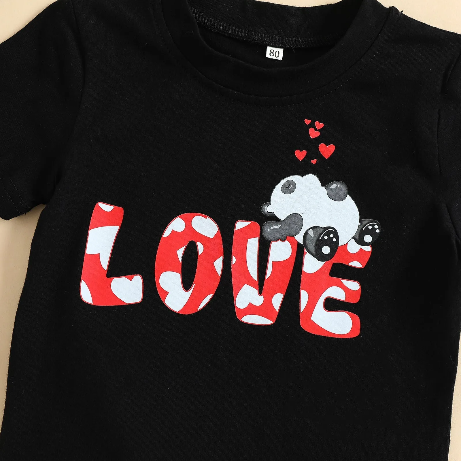 Mommy and Me Creative Cartoon Bear Letter Printing Short Sleeve