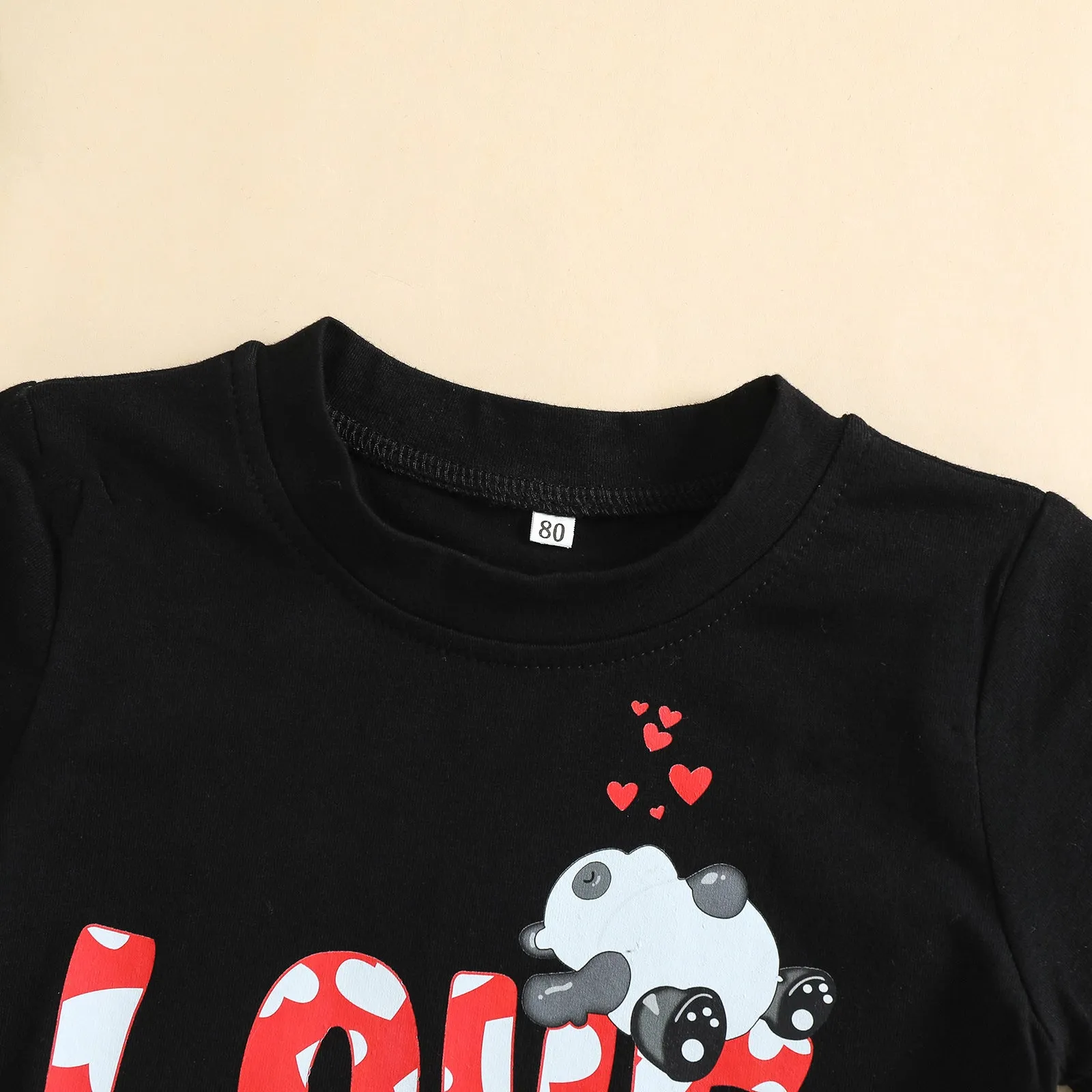 Mommy and Me Creative Cartoon Bear Letter Printing Short Sleeve