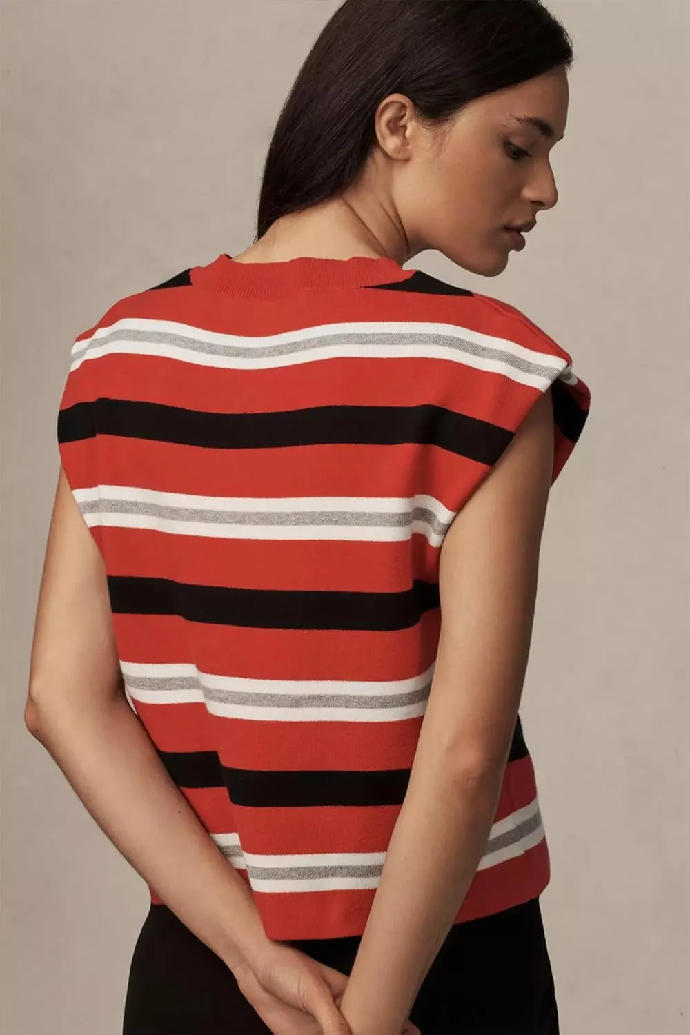 Moreone Womens Sweater Vest Cap Sleeve Crew Neck Sleeveless Casual Ribbed Knit Cropped Pullover Tank Tops