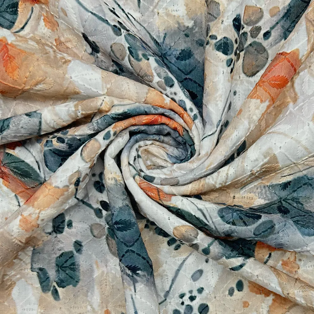 Nature's Palette Embroidered Polycotton Fabric