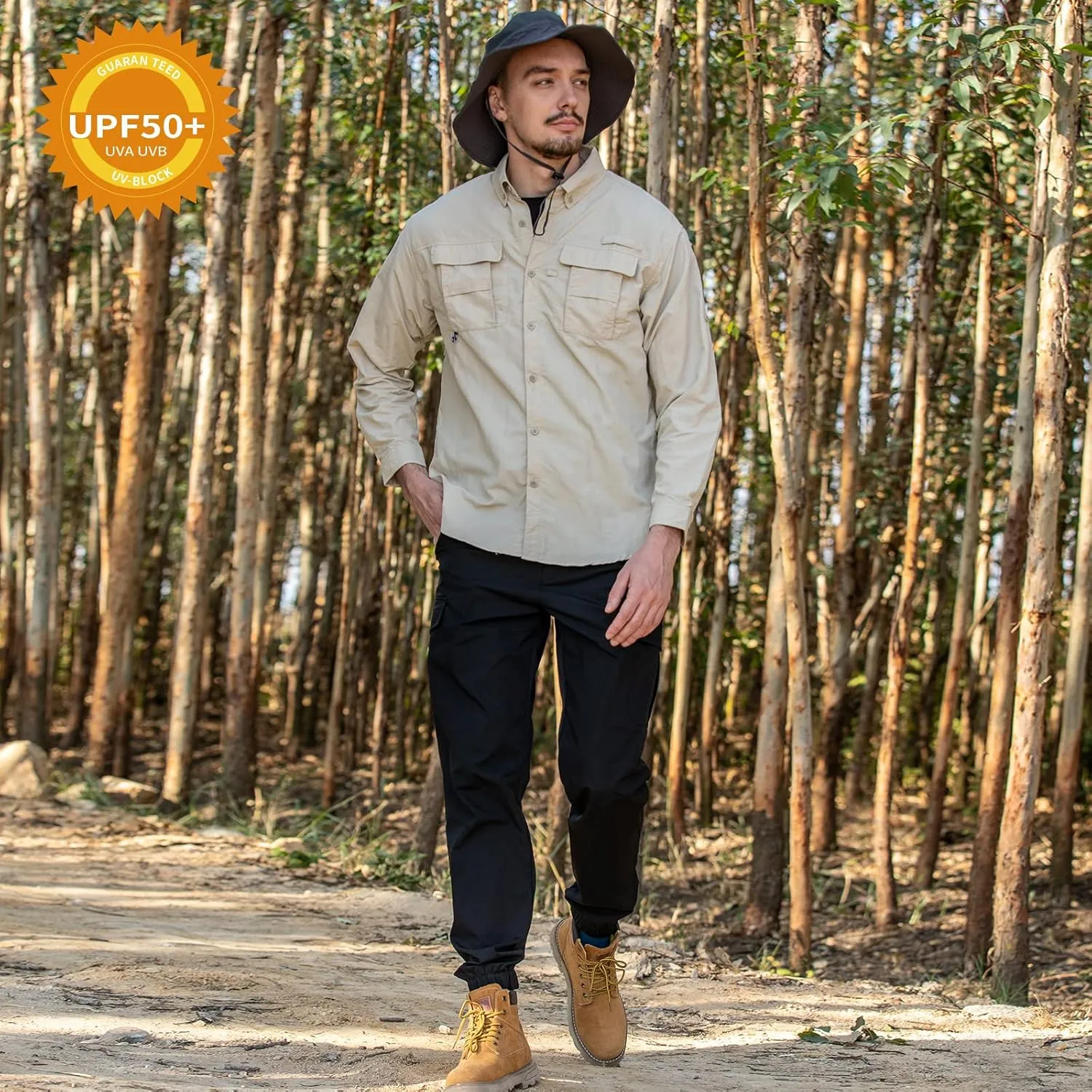 NAVISKIN Men's Sun Protection Fishing Shirts UPF 50  Long Sleeve Sun Shirts for Men PFG Hiking Travel Camping