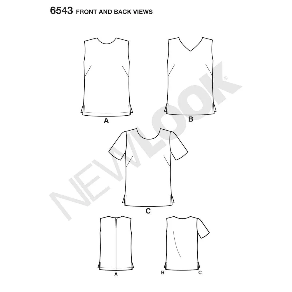Newlook Pattern 6543 Misses' Easy Tops