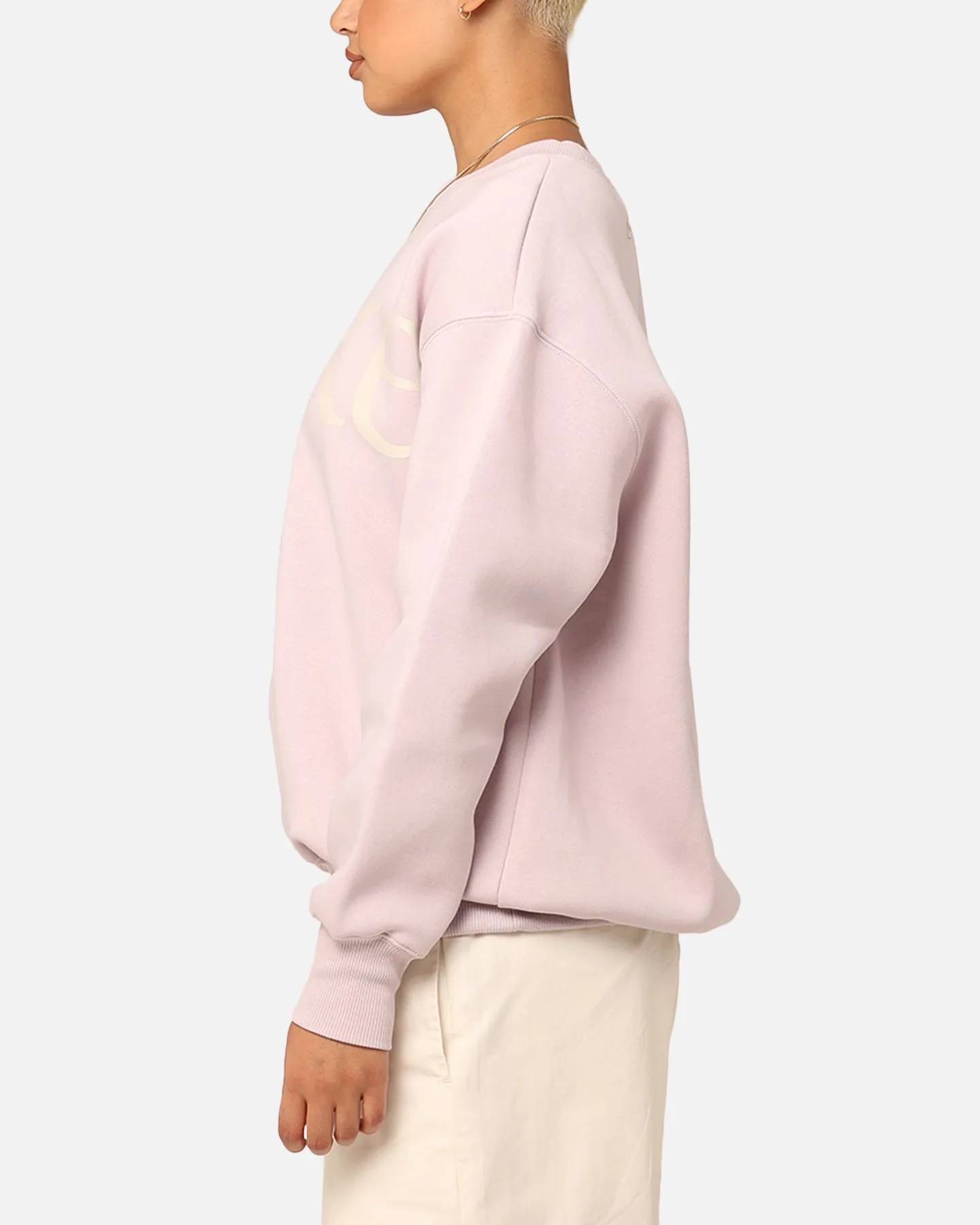 Nike Women's Sportswear Phoenix Fleece Oversized Logo Crewneck Platinum Violet/Light Orewood Brown/Smokey Mauve