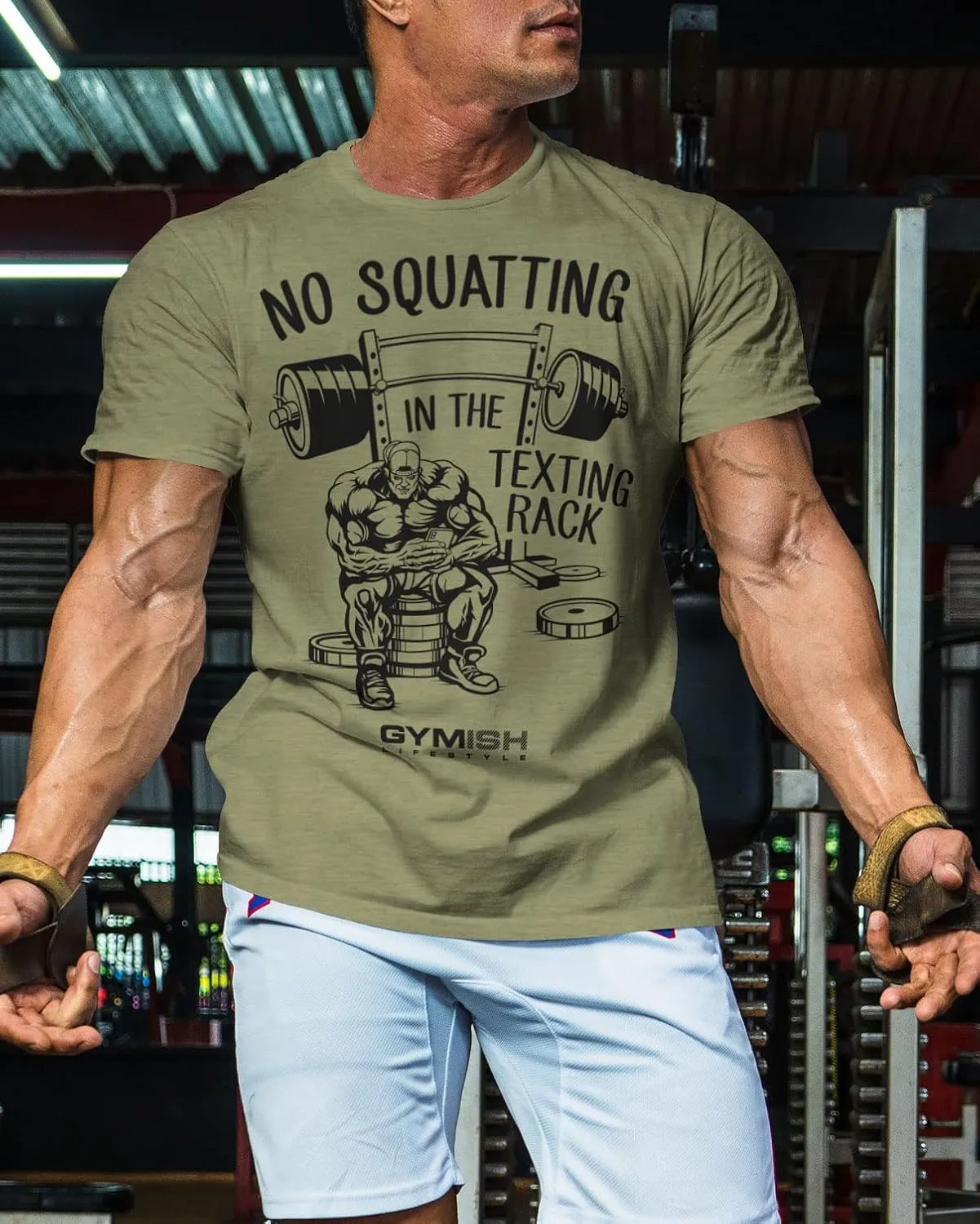 No Squatting in The Texting Rack Workout Motivation for Gym Men Tshirt