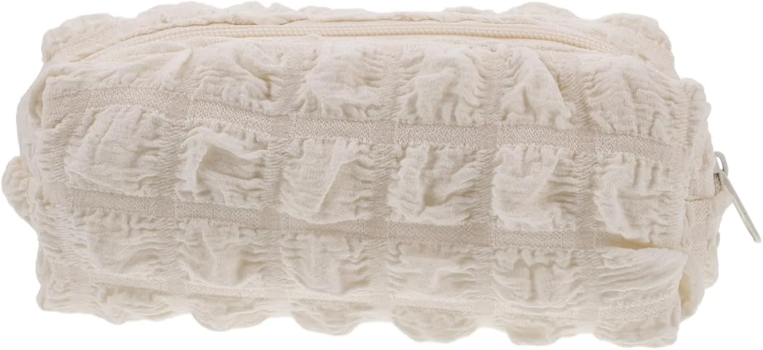 NOLITOY Unique Design Makeup Bag Cream Puff Pencil Case Soft and Travel Toiletry Bag Aesthetic
