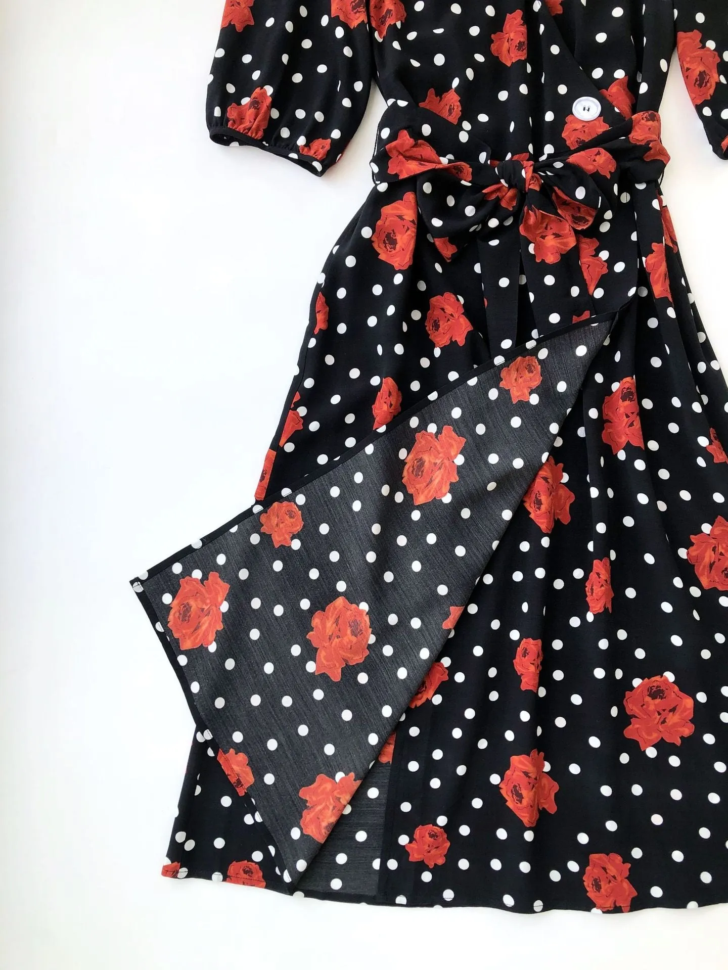 Nonothing | Women's v neck wrap midi dress in rose print