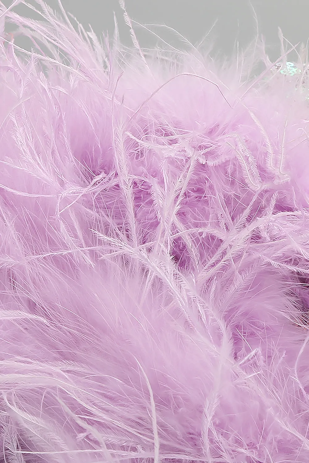 One Shoulder Sequins Feather-Trim Mini Dress