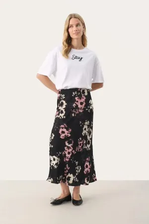 Part Two LaurinaPW Floral Skirt in Black