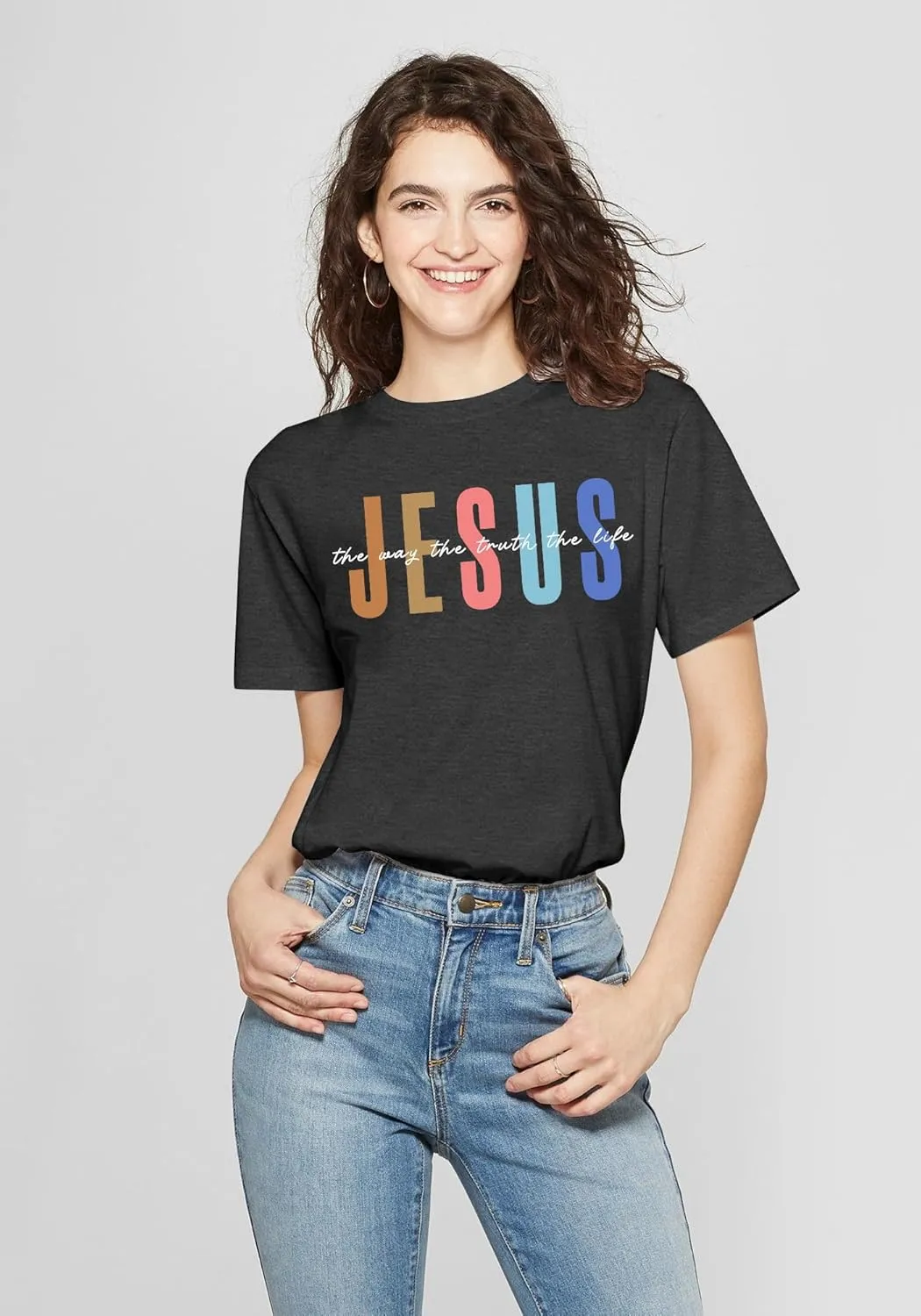PECHAR Jesus Shirt Women Christian Religious Sayings T Shirts Jesus Faith Tops Bible Verse Shorts Sleeve Tee Shirts