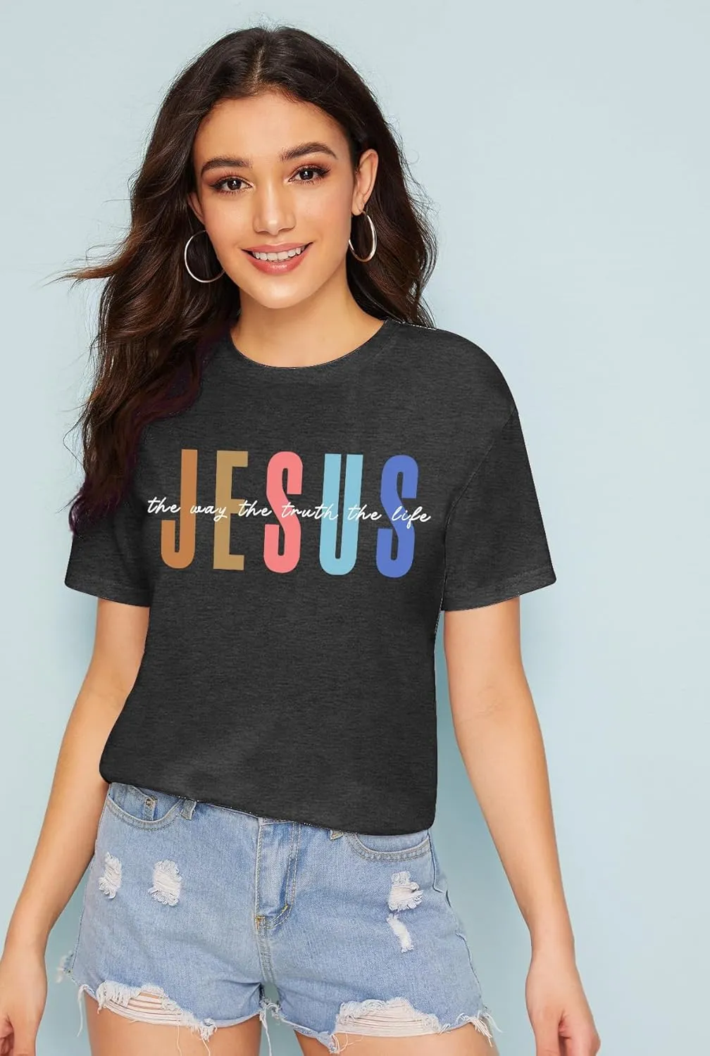 PECHAR Jesus Shirt Women Christian Religious Sayings T Shirts Jesus Faith Tops Bible Verse Shorts Sleeve Tee Shirts