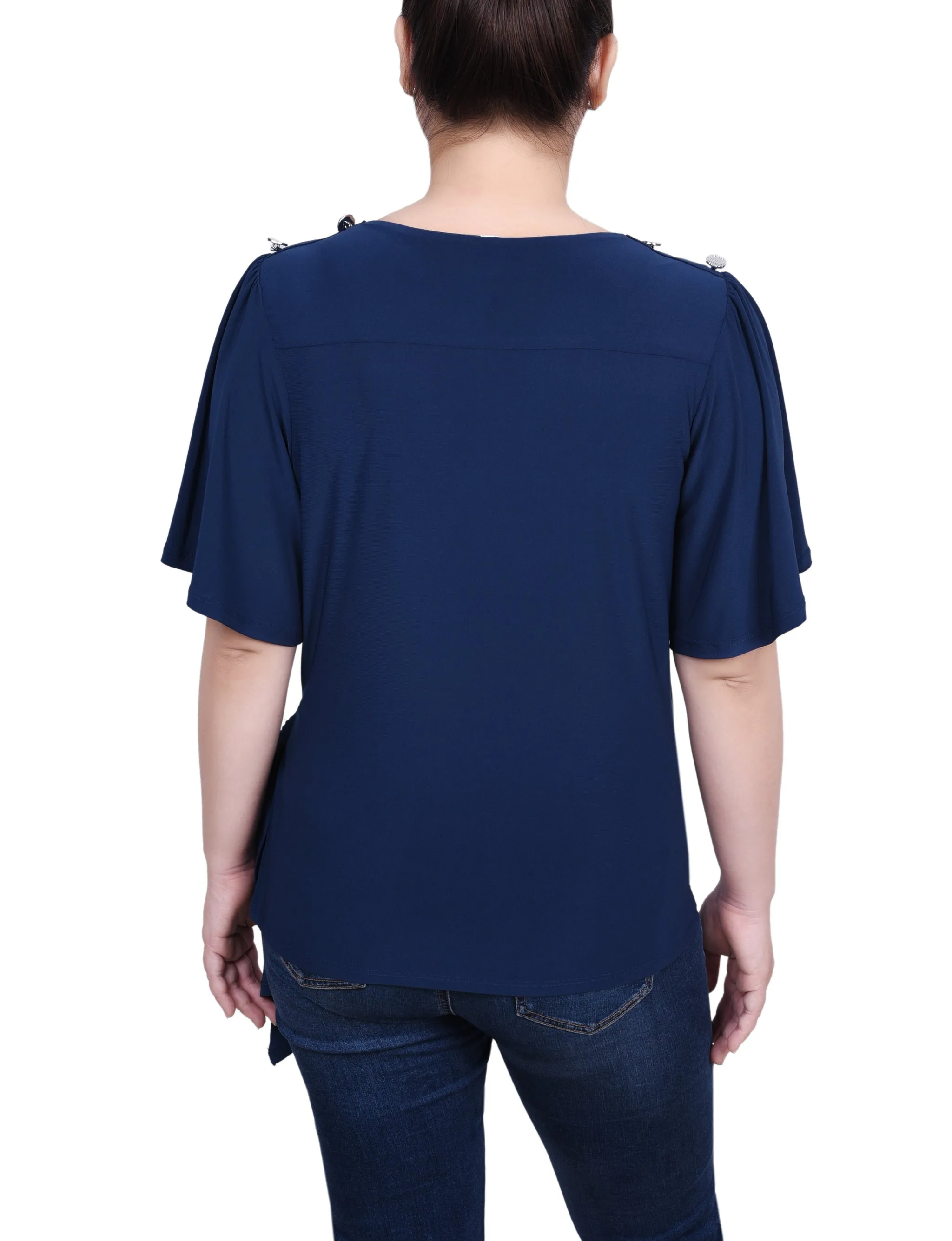 Petite Short Sleeve Wrap Top
