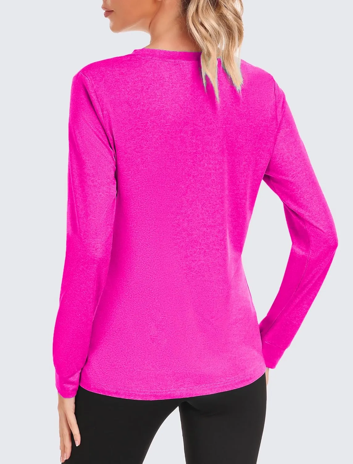 PINSPARK Long Sleeve Workout Tops for Women Crewneck Yoga Shirts Lightweight Athletic Gym Running Sport Casual T-Shirt