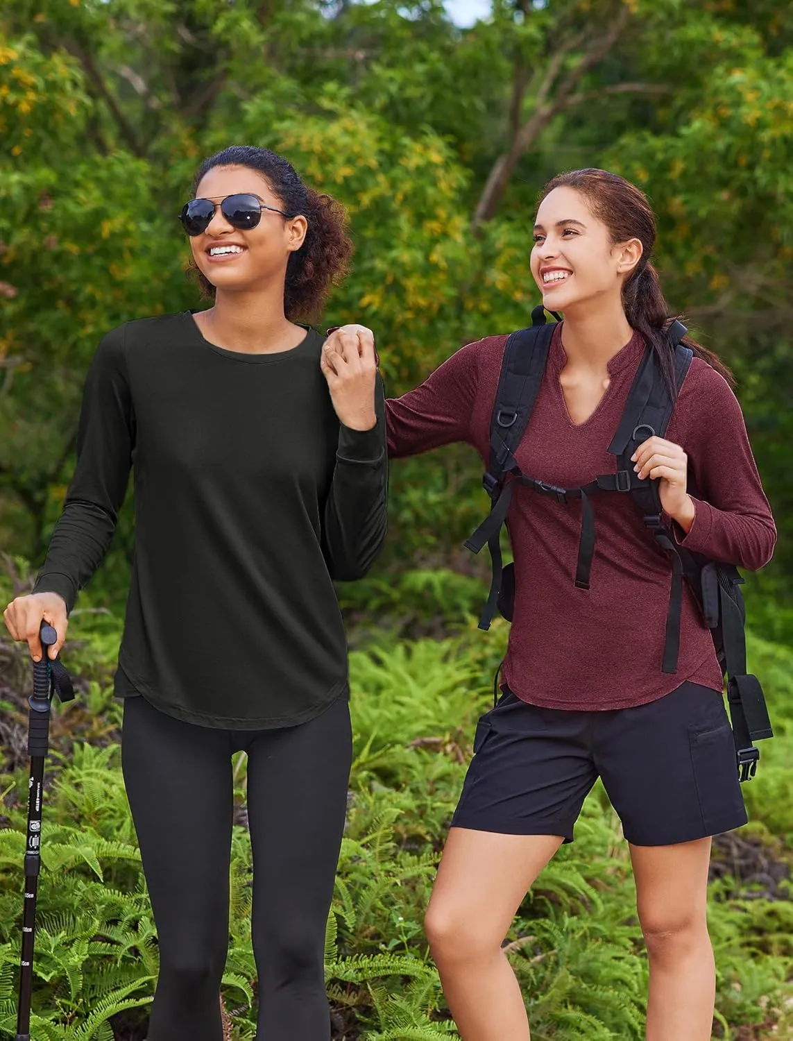 PINSPARK Long Sleeve Workout Tops for Women Crewneck Yoga Shirts Lightweight Athletic Gym Running Sport Casual T-Shirt