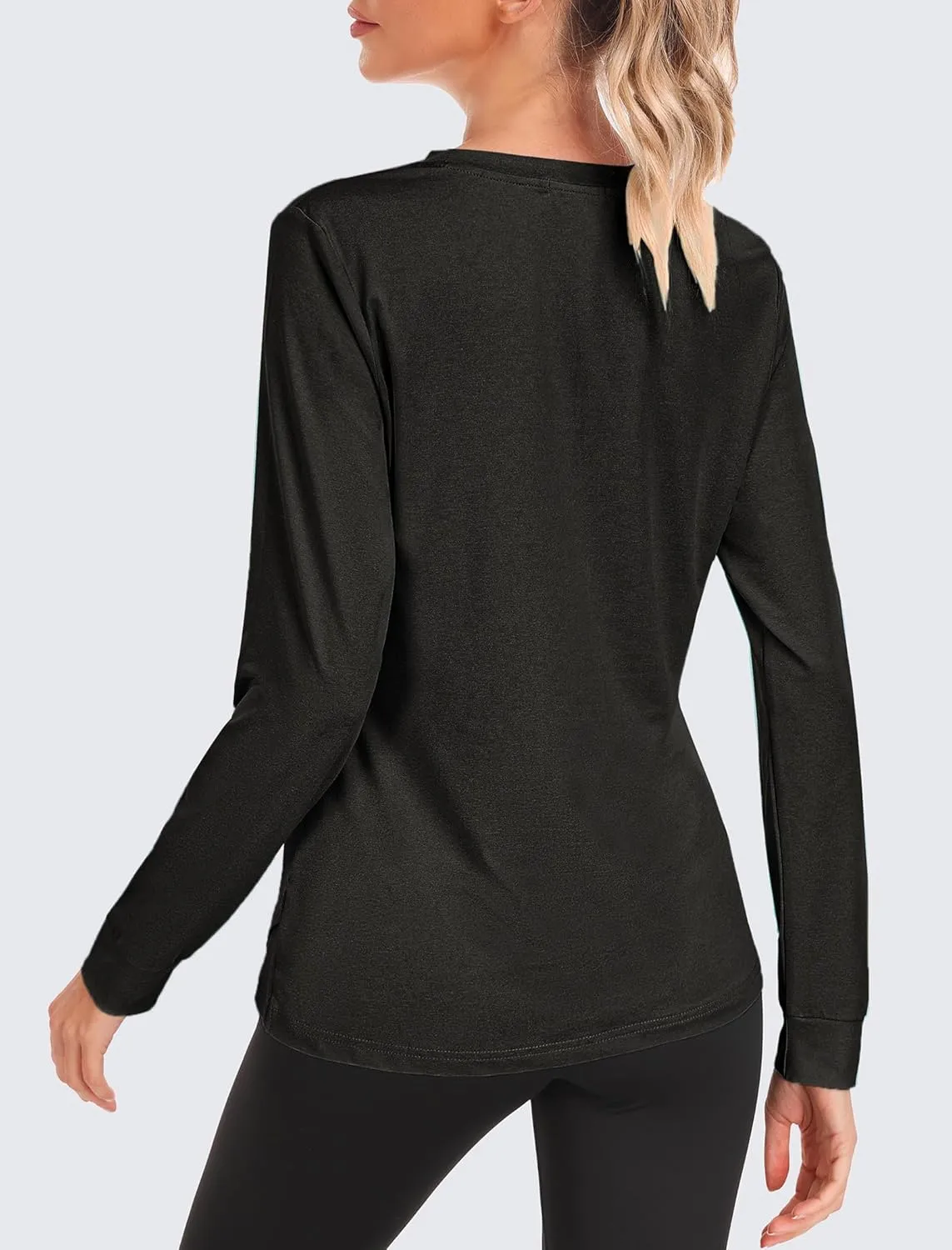 PINSPARK Long Sleeve Workout Tops for Women Crewneck Yoga Shirts Lightweight Athletic Gym Running Sport Casual T-Shirt