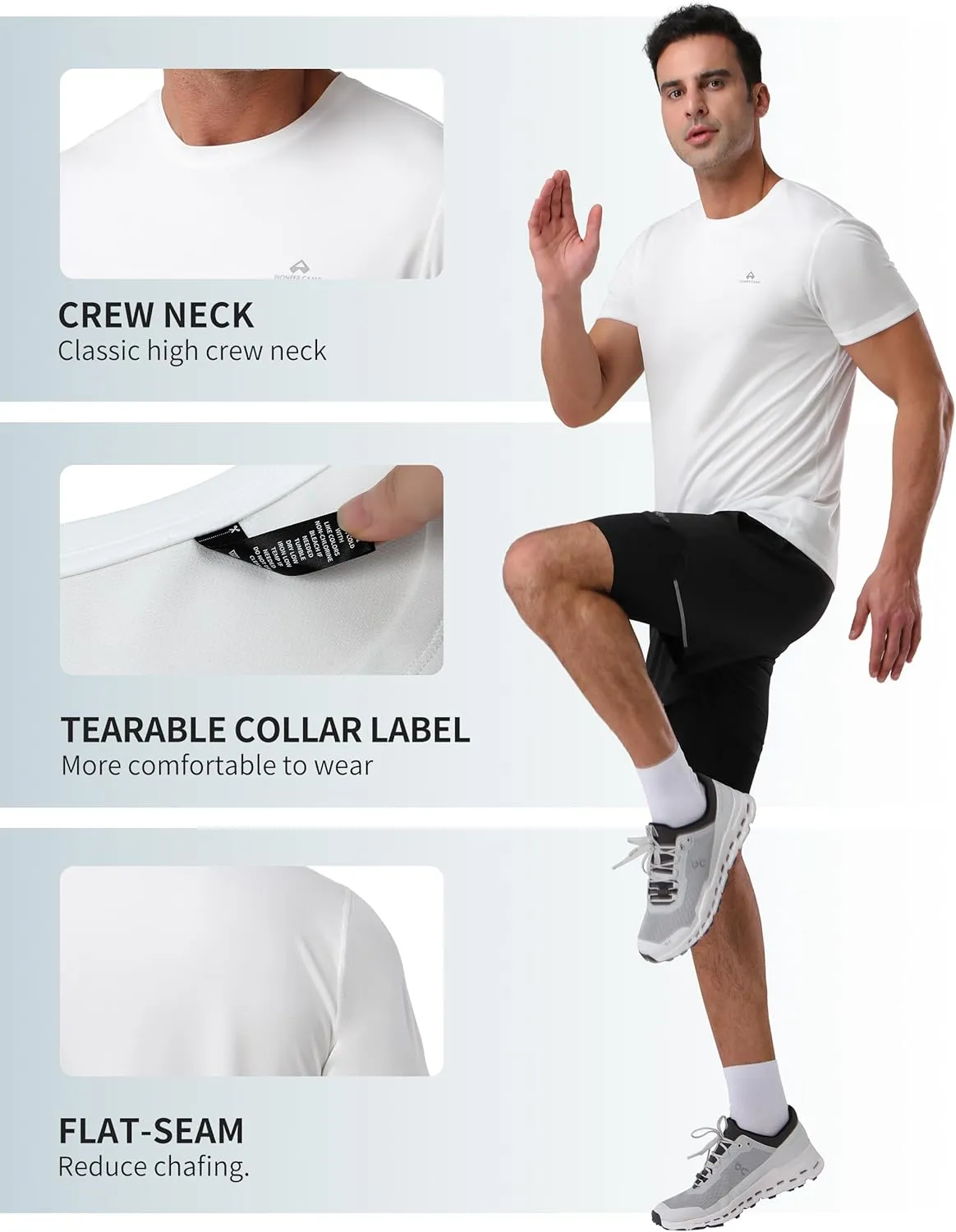 Pioneer Camp Men's Workout Gym Shirts Moisture Wicking Athletic Performance T-Shirts Quick Dry Running Active Top Tees