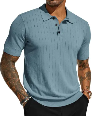 PJ PAUL JONES Men's Polo Shirts Short Sleeve Hollow Out Knit Polo Shirts Summer Lightweight Polo Sweater
