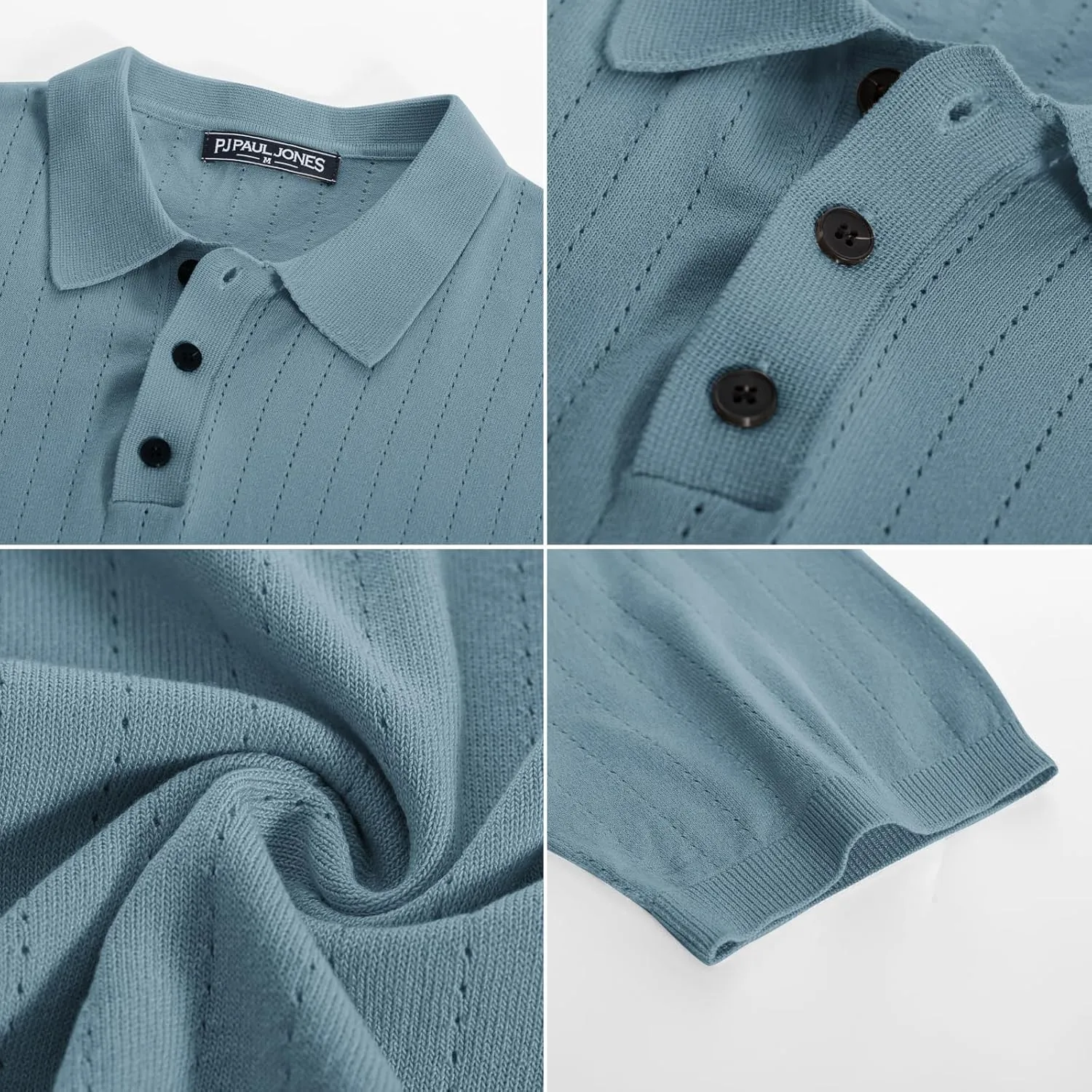 PJ PAUL JONES Men's Polo Shirts Short Sleeve Hollow Out Knit Polo Shirts Summer Lightweight Polo Sweater