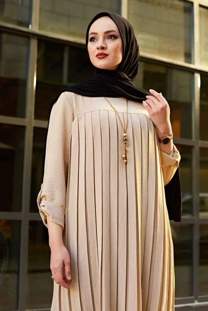 Pleated Long Sleeve Islamic Modest Tunic