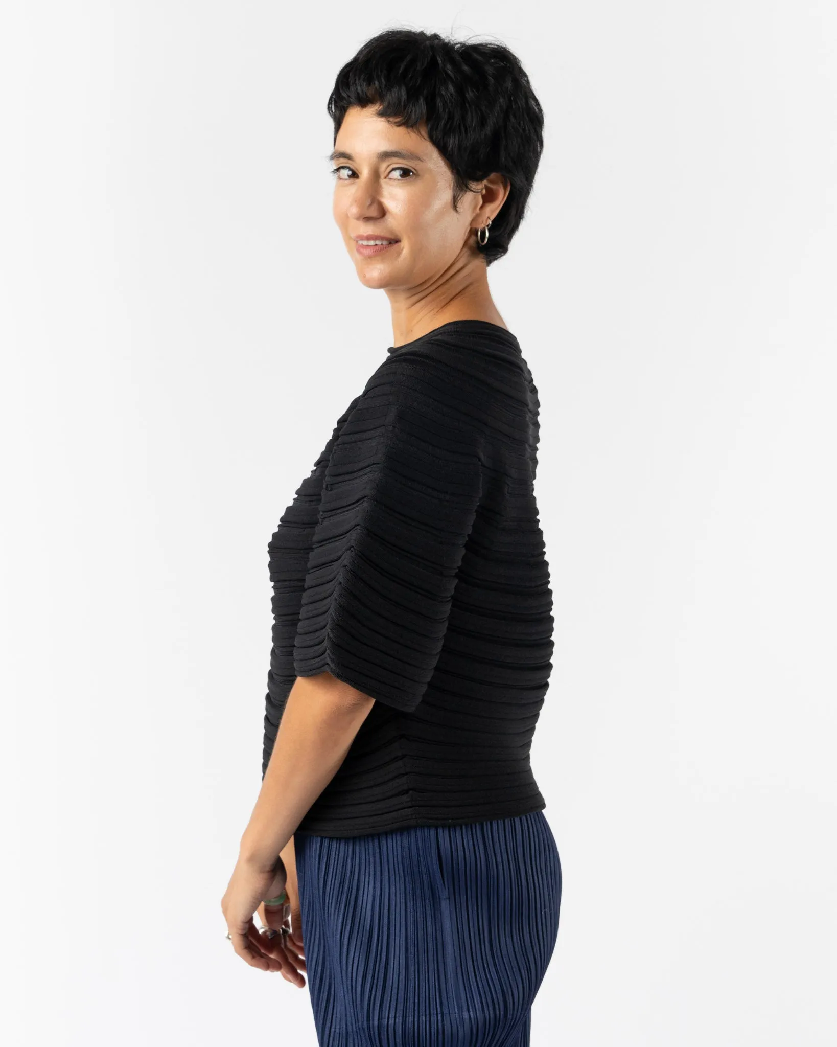Pleats Please Issey Miyake Mushroom Knit in Black