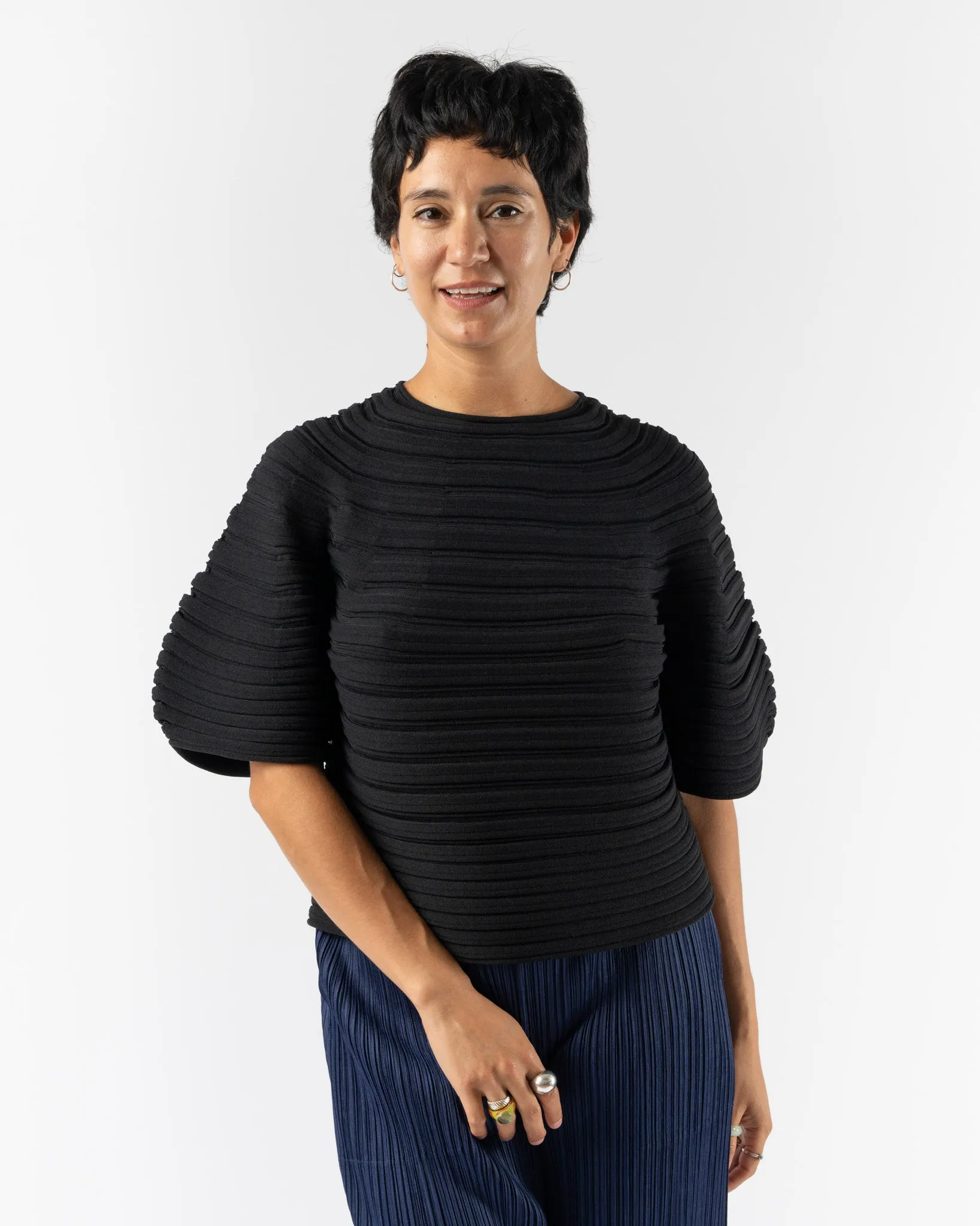 Pleats Please Issey Miyake Mushroom Knit in Black