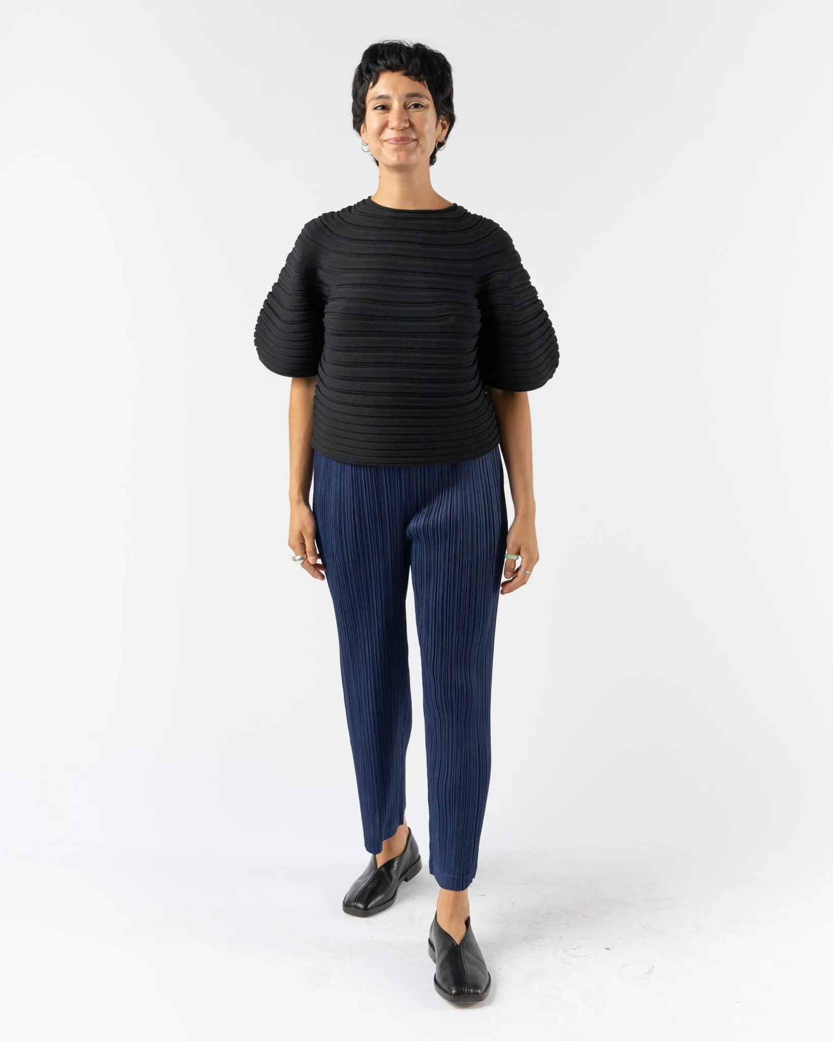 Pleats Please Issey Miyake Mushroom Knit in Black