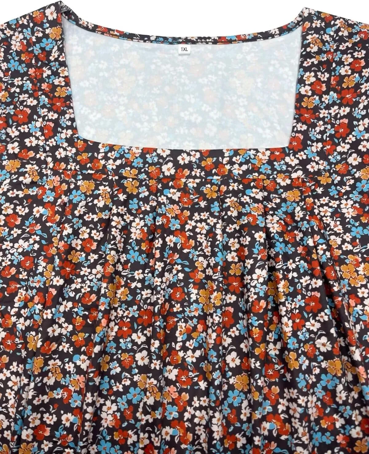 Plus-Size-Tank-Tops for Women Summer Pleated Square Neck Tunics Trendy Casual Floral Print Sleeveless Shirts 1X-5X