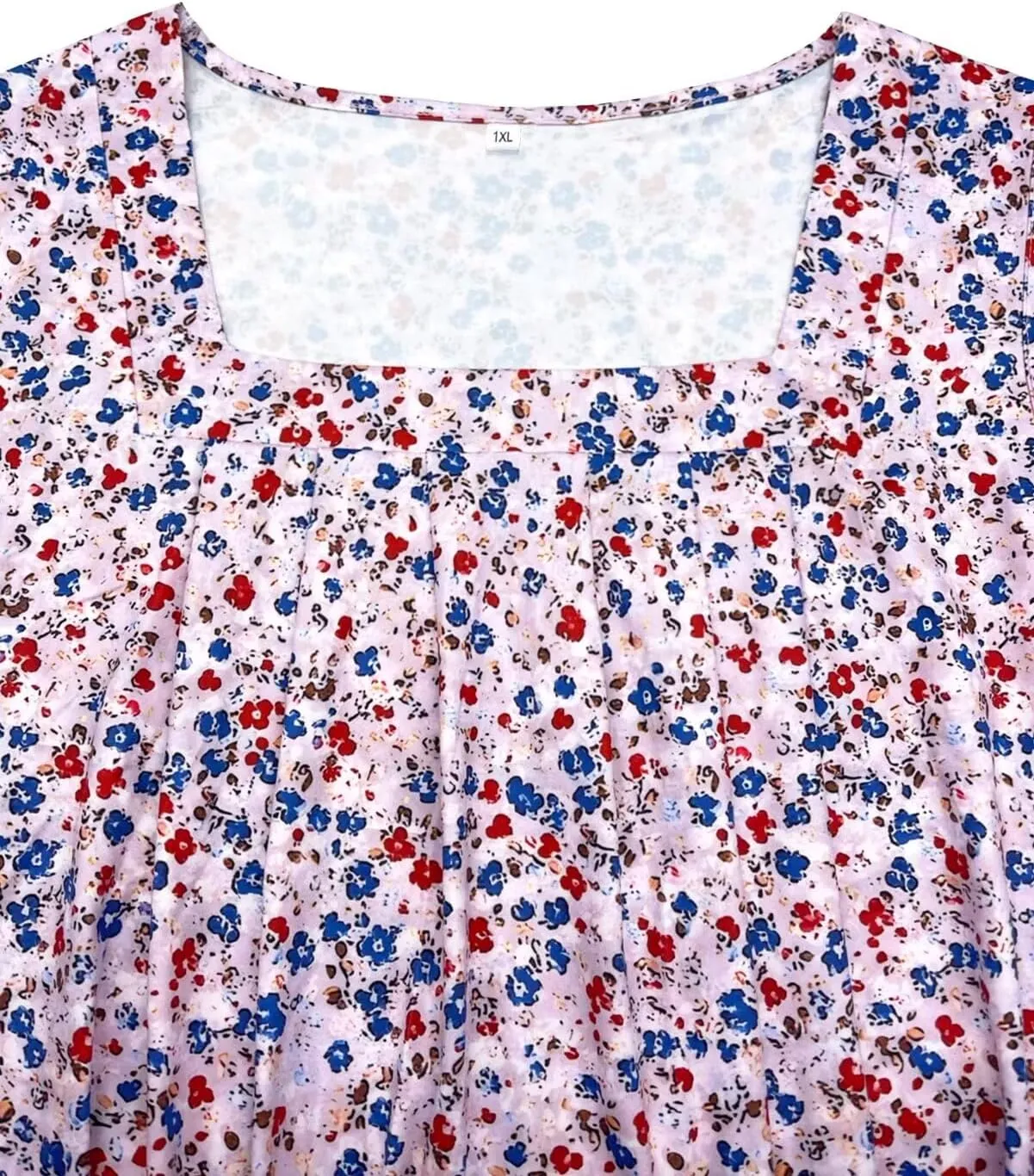 Plus-Size-Tank-Tops for Women Summer Pleated Square Neck Tunics Trendy Casual Floral Print Sleeveless Shirts 1X-5X