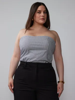 Plus Strapless Stripe Top