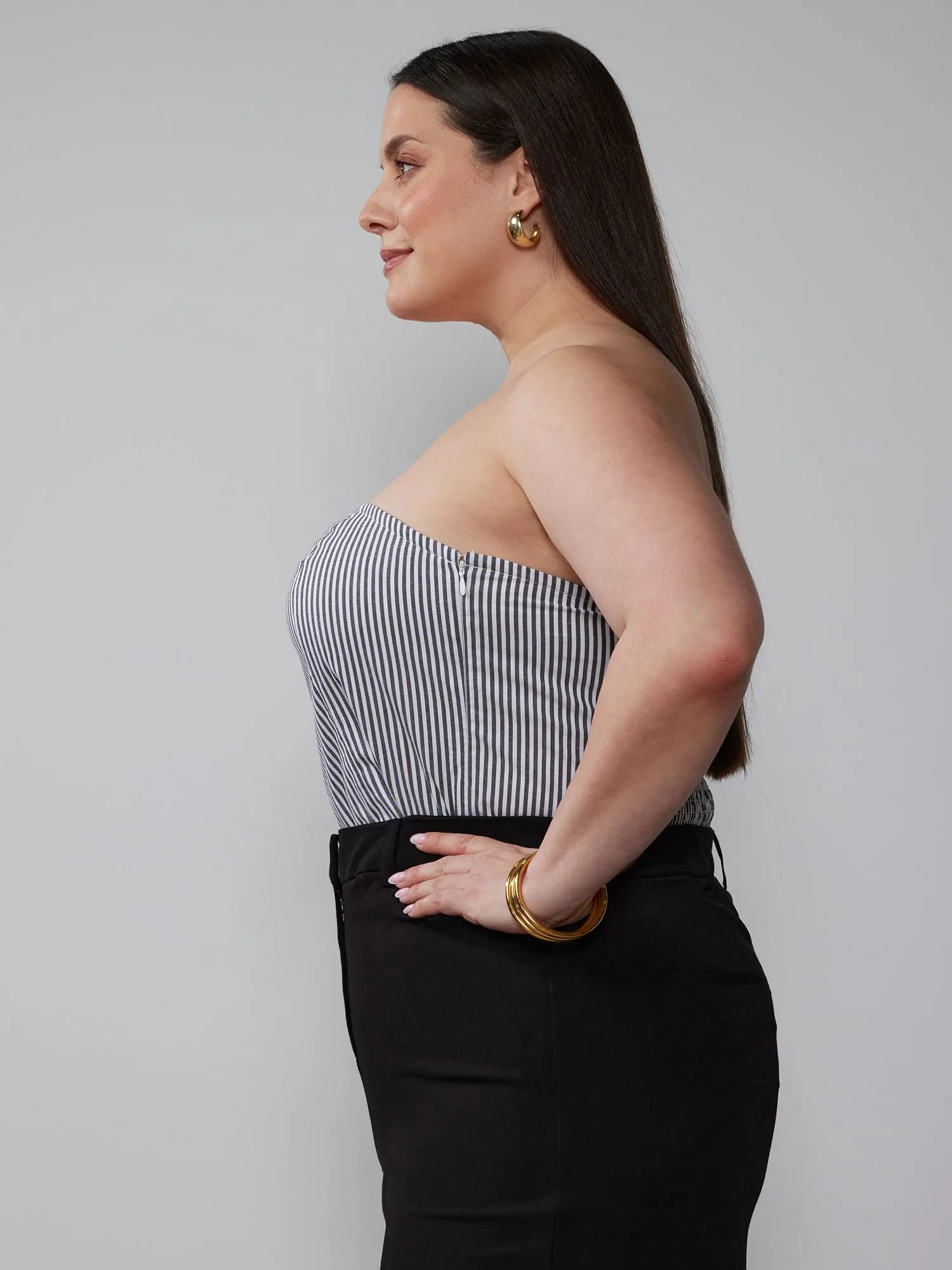 Plus Strapless Stripe Top