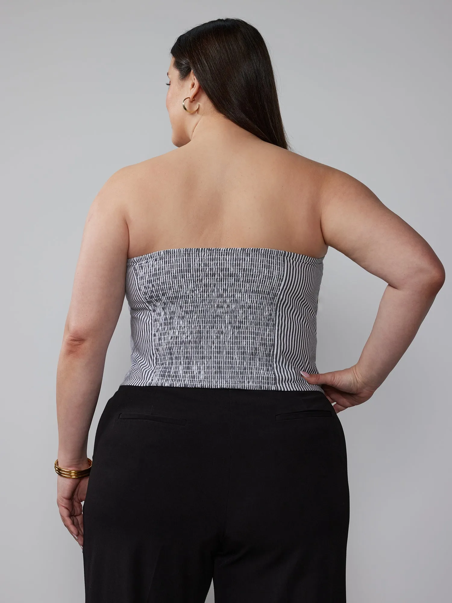 Plus Strapless Stripe Top