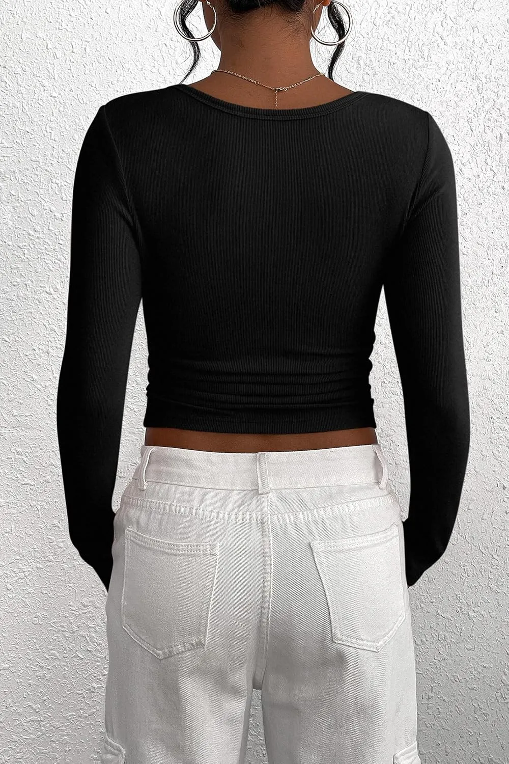 PRETTYGARDEN Women's 2025 Spring Fall Long Sleeve Henley T Shirts Button Ribbed Knit Slim Fit Casual Basic Tops Blouse