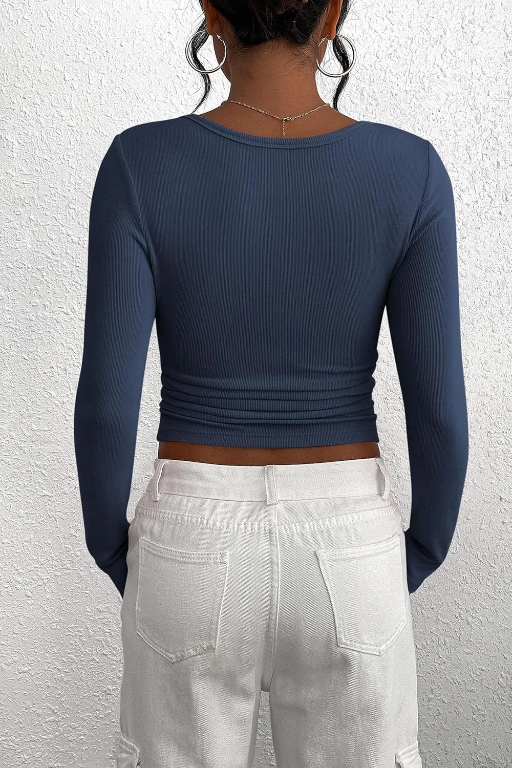 PRETTYGARDEN Women's 2025 Spring Fall Long Sleeve Henley T Shirts Button Ribbed Knit Slim Fit Casual Basic Tops Blouse