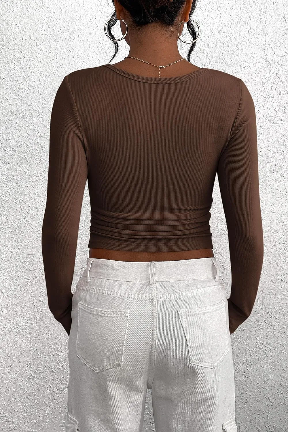 PRETTYGARDEN Women's 2025 Spring Fall Long Sleeve Henley T Shirts Button Ribbed Knit Slim Fit Casual Basic Tops Blouse