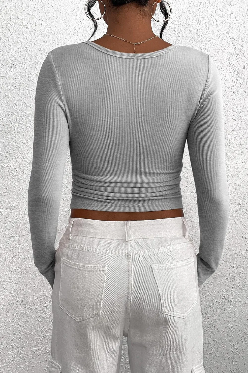 PRETTYGARDEN Women's 2025 Spring Fall Long Sleeve Henley T Shirts Button Ribbed Knit Slim Fit Casual Basic Tops Blouse
