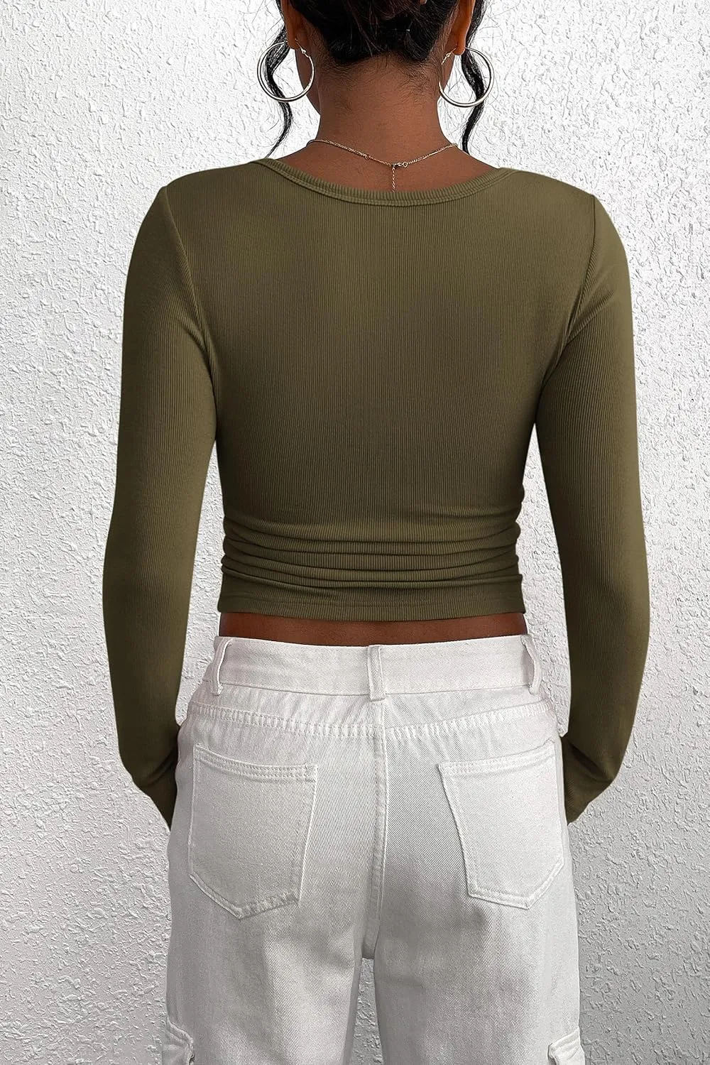 PRETTYGARDEN Women's 2025 Spring Fall Long Sleeve Henley T Shirts Button Ribbed Knit Slim Fit Casual Basic Tops Blouse