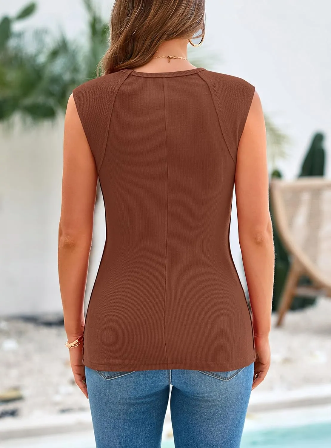PRETTYGARDEN Women's Ribbed Tank Tops 2025 Summer Cap Sleeve Slim Fitted Knit Basic Casual Tee Shirts Trendy Fashion Clothes
