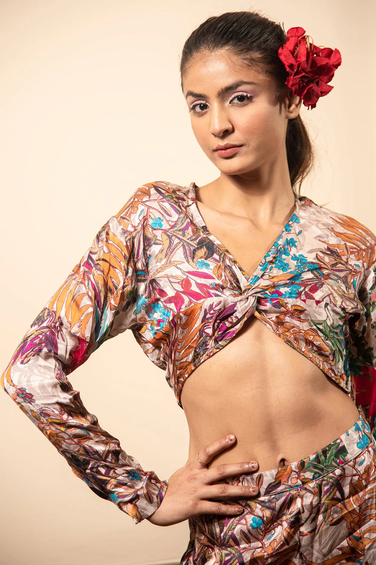 Printed Top And Flared Pants