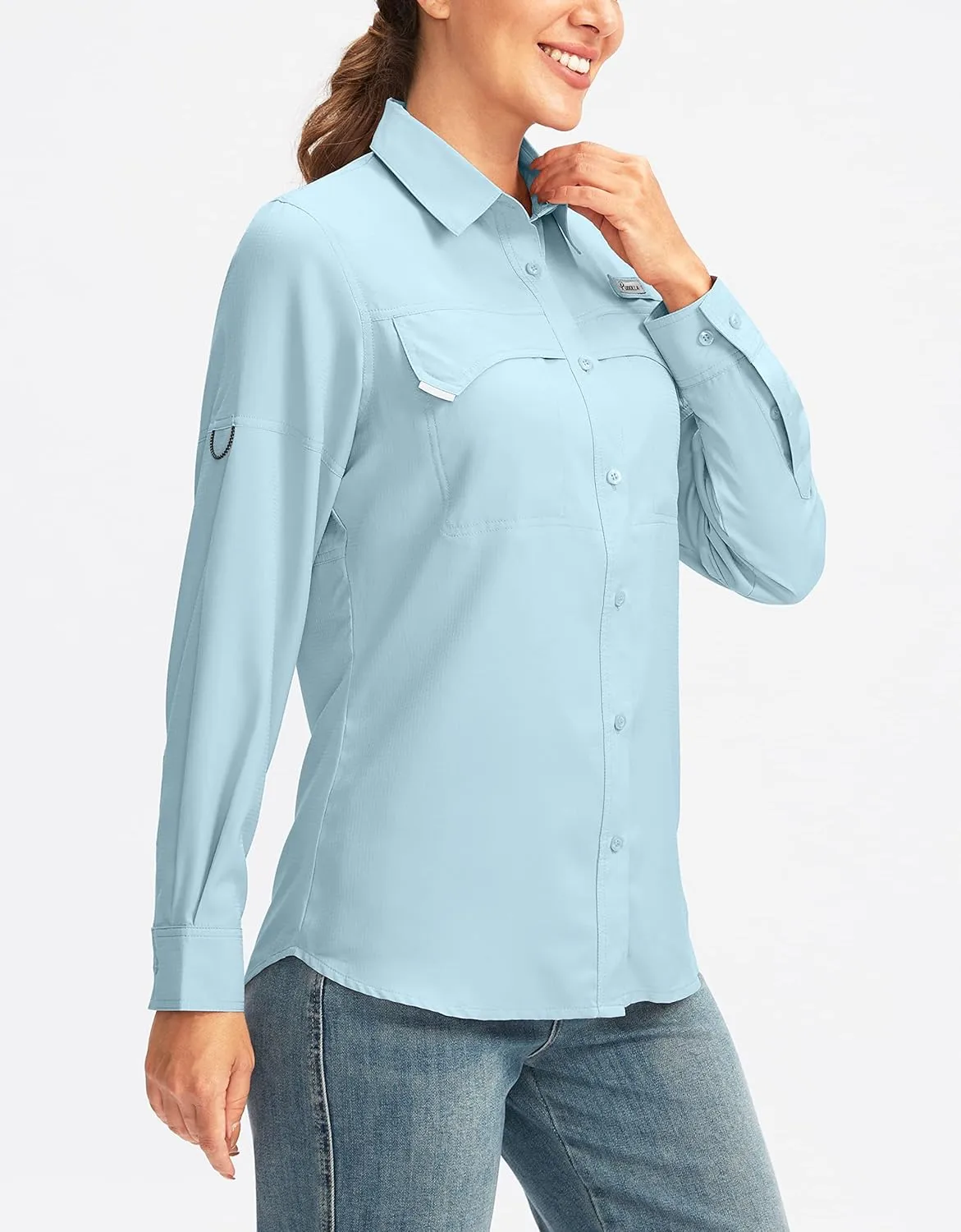 Pudolla Women's UPF 50  UV Sun Protection Shirts Long Sleeve Fishing Hiking Shirt Cool Lightweight Travel Safari Shirts