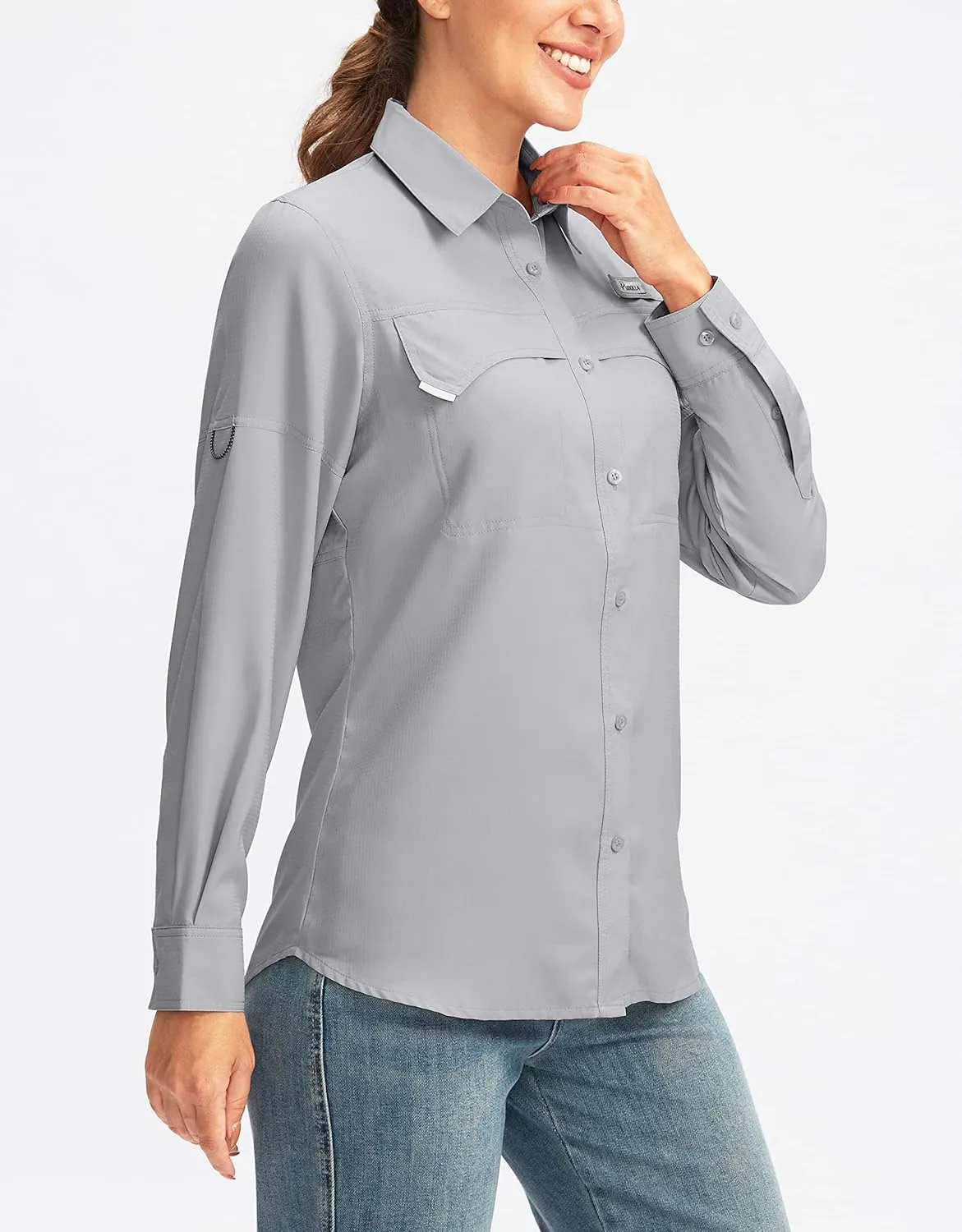 Pudolla Women's UPF 50  UV Sun Protection Shirts Long Sleeve Fishing Hiking Shirt Cool Lightweight Travel Safari Shirts