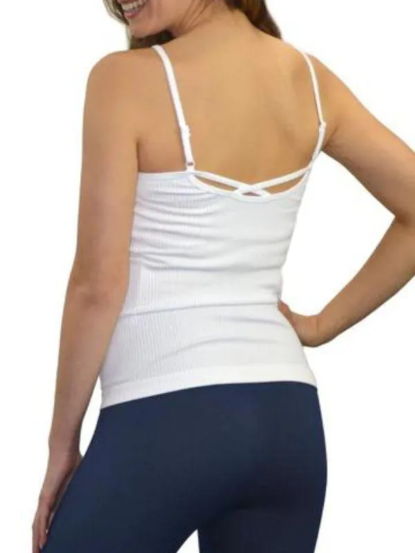 Quinn White Ribbed Keyhole Cami