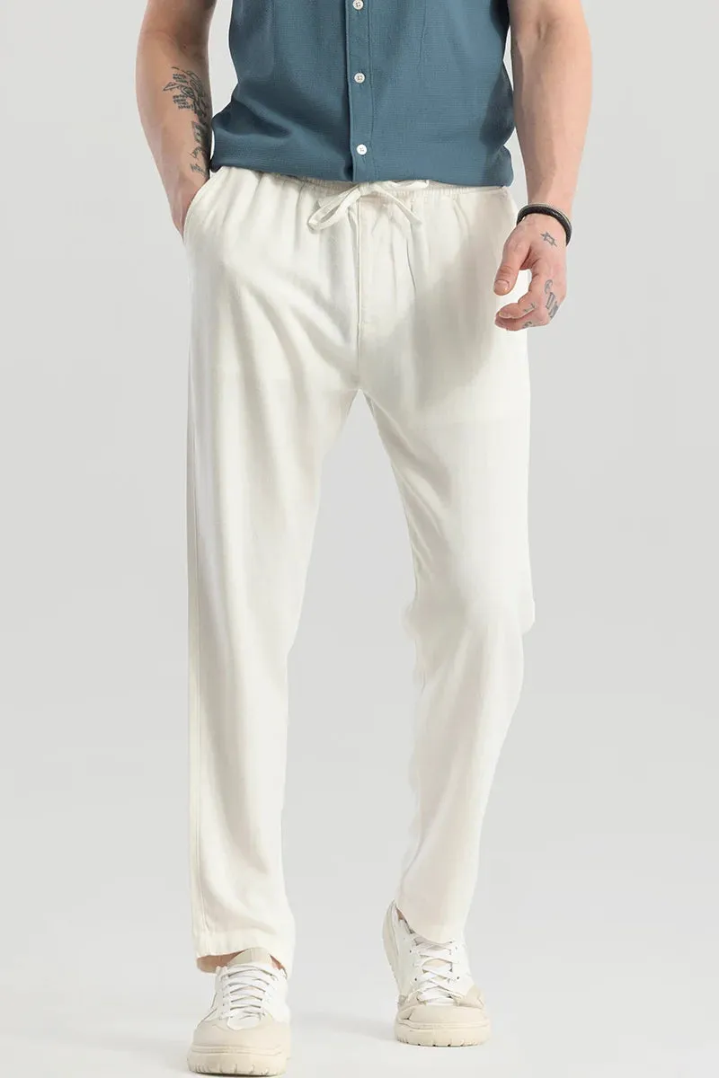 Ragna Cream Plain Relaxed Fit Trousers