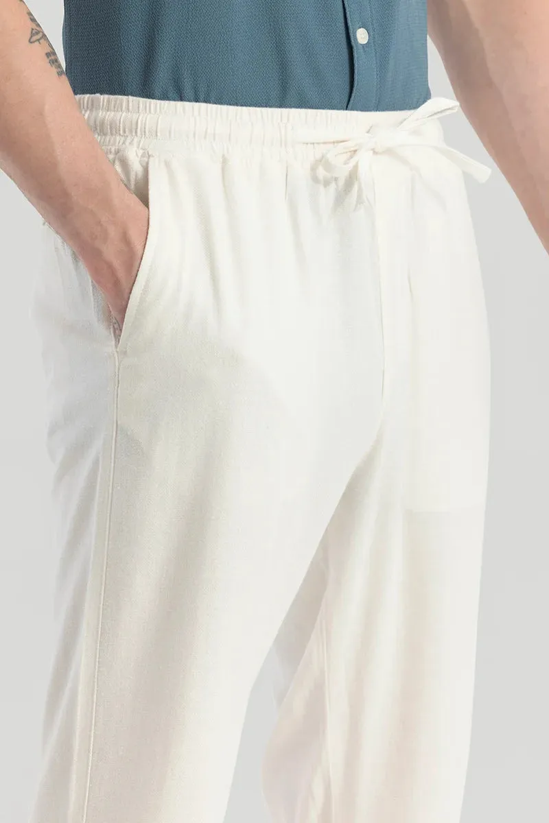 Ragna Cream Plain Relaxed Fit Trousers