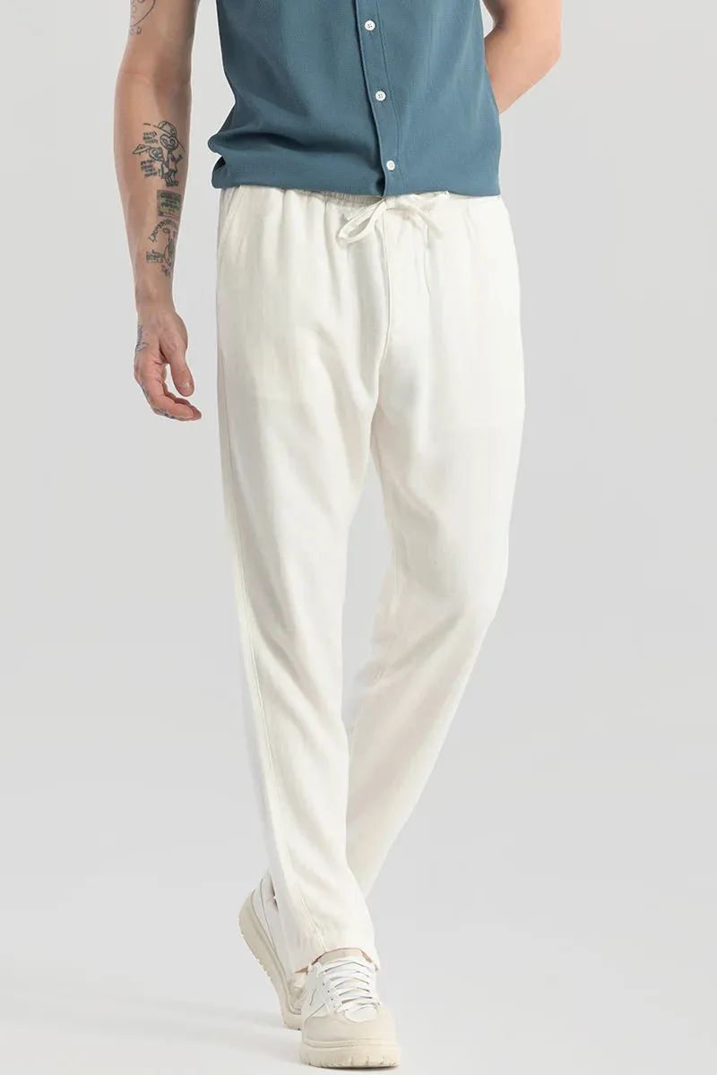 Ragna Cream Plain Relaxed Fit Trousers