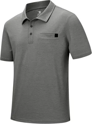 Rdruko Men's Polo Shirts Short Sleeve Dry Fit Golf Shirt with Pocket Collared Tee Shirts Athletic Casual